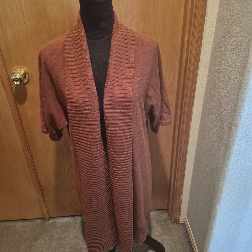 Elegant Open Front Cardigan in Warm Brown